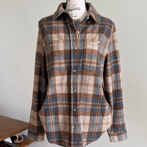 Workshop Republic Clothing Plaid Button Down Shirt - Brown and Blue